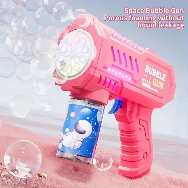 Automatic Electric Bubble Gun for Kids 10 Hole Handheld Light Bubble Machine Fully Children's Toys Without Battery Bubble Water