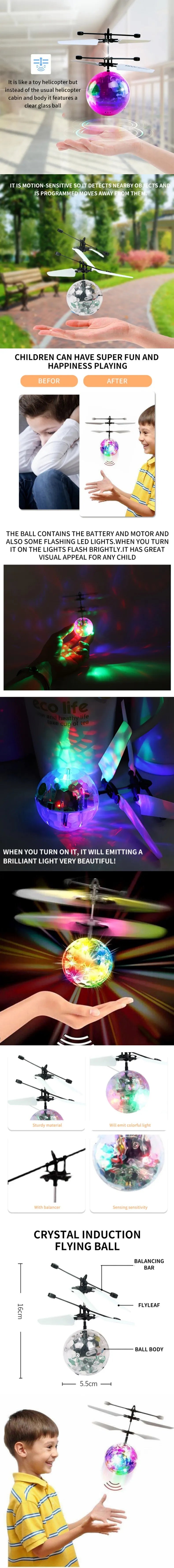 Flying Hover Ball Colorful LED Drone RemoteInfrared Induction Gifts for Kids Teenagers Indoor Outdoor