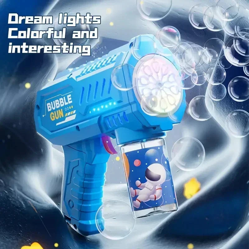 Automatic Electric Bubble Gun for Kids 10 Hole Handheld Light Bubble Machine Fully Children's Toys Without Battery Bubble Water