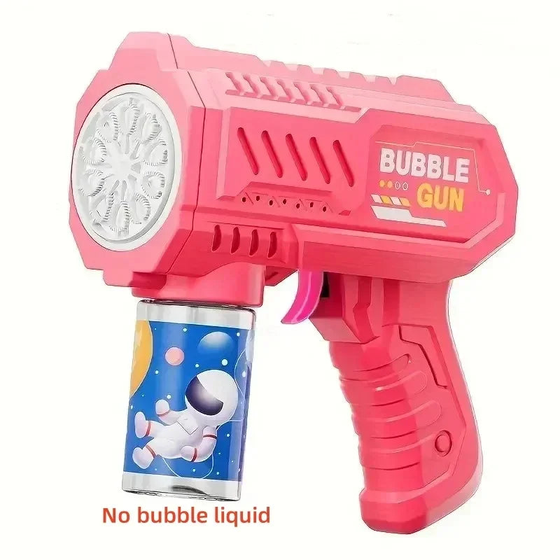 Automatic Electric Bubble Gun for Kids 10 Hole Handheld Light Bubble Machine Fully Children's Toys Without Battery Bubble Water