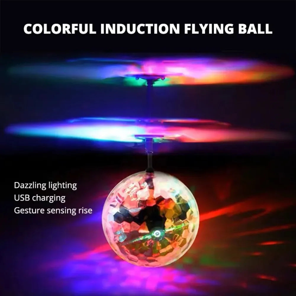 Hot-selling induction suspended crystal ball sense colorful ball induction flying helicopter children's toys Holiday gift