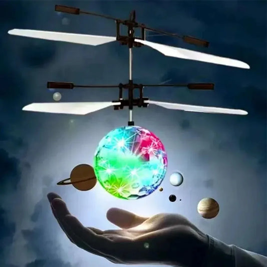 Hot-selling induction suspended crystal ball sense colorful ball induction flying helicopter children's toys Holiday gift