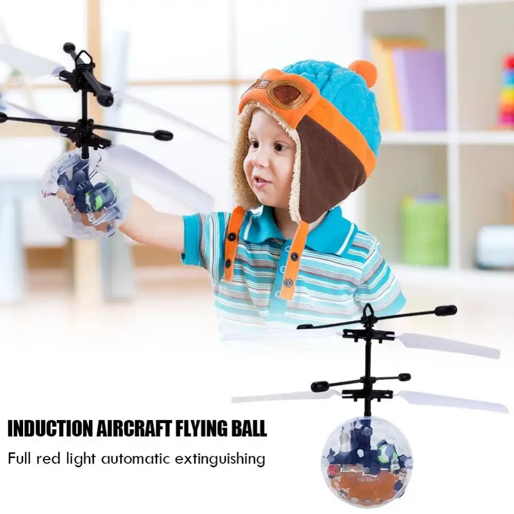 Hot-selling induction suspended crystal ball sense colorful ball induction flying helicopter children's toys Holiday gift