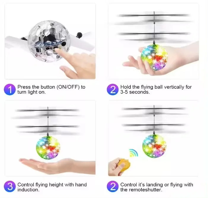 Flying Hover Ball Colorful LED Drone RemoteInfrared Induction Gifts for Kids Teenagers Indoor Outdoor