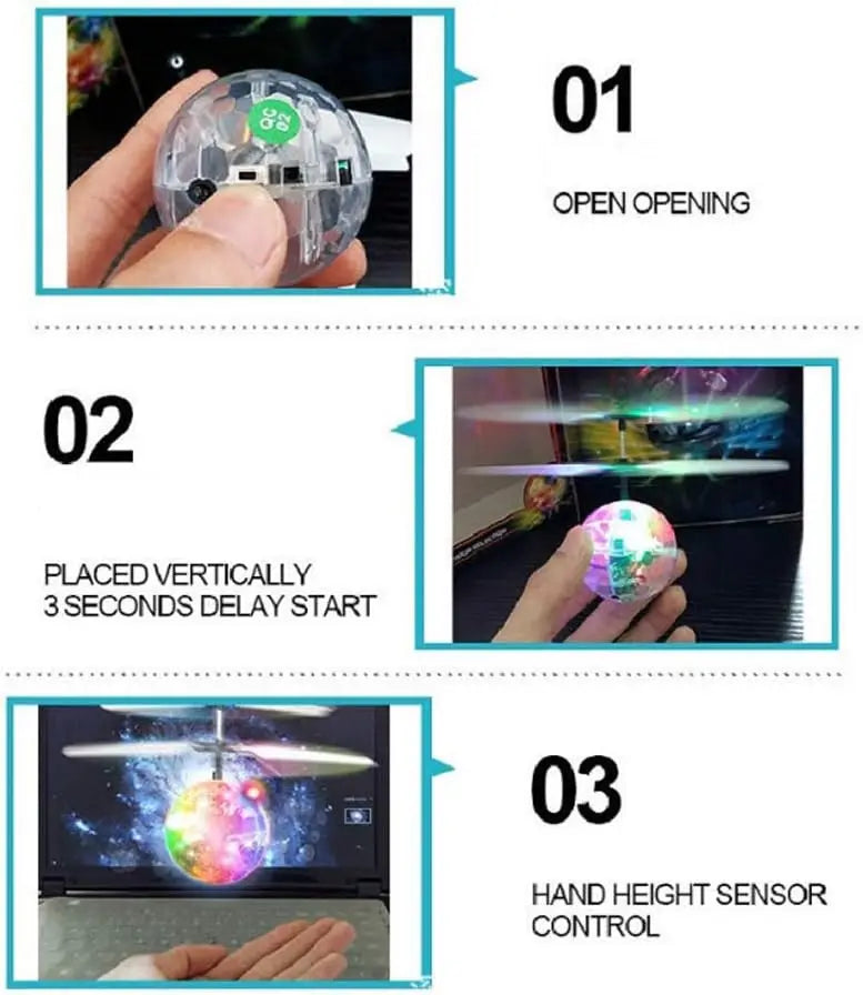 Hot-selling induction suspended crystal ball sense colorful ball induction flying helicopter children's toys Holiday gift