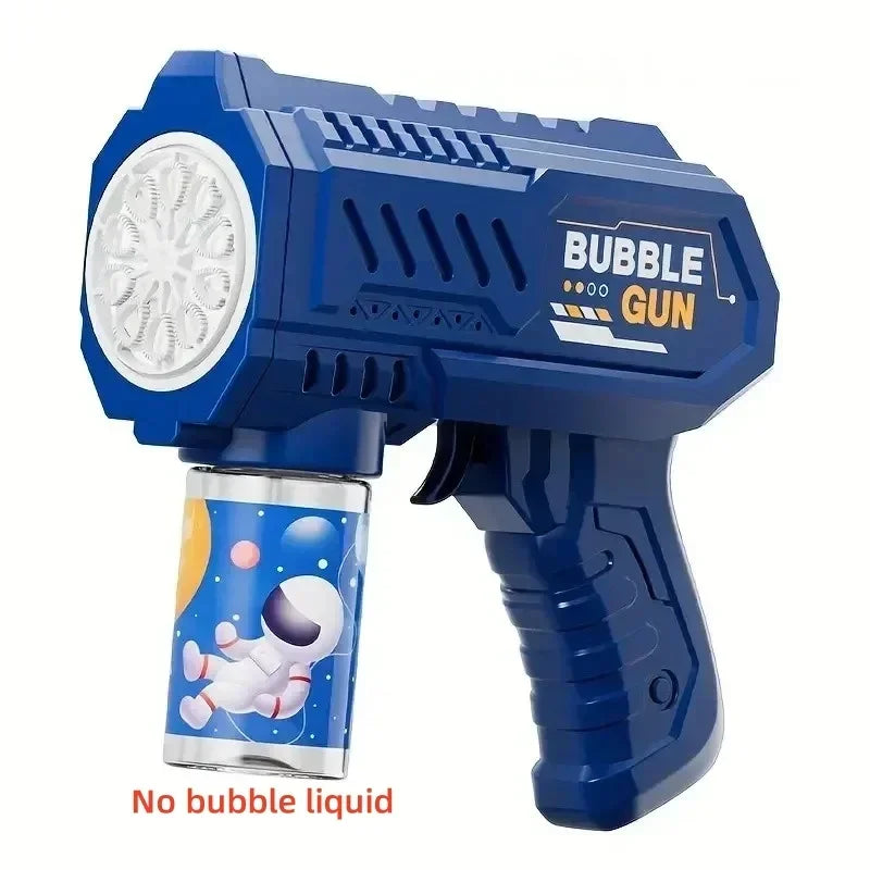 Automatic Electric Bubble Gun for Kids 10 Hole Handheld Light Bubble Machine Fully Children's Toys Without Battery Bubble Water