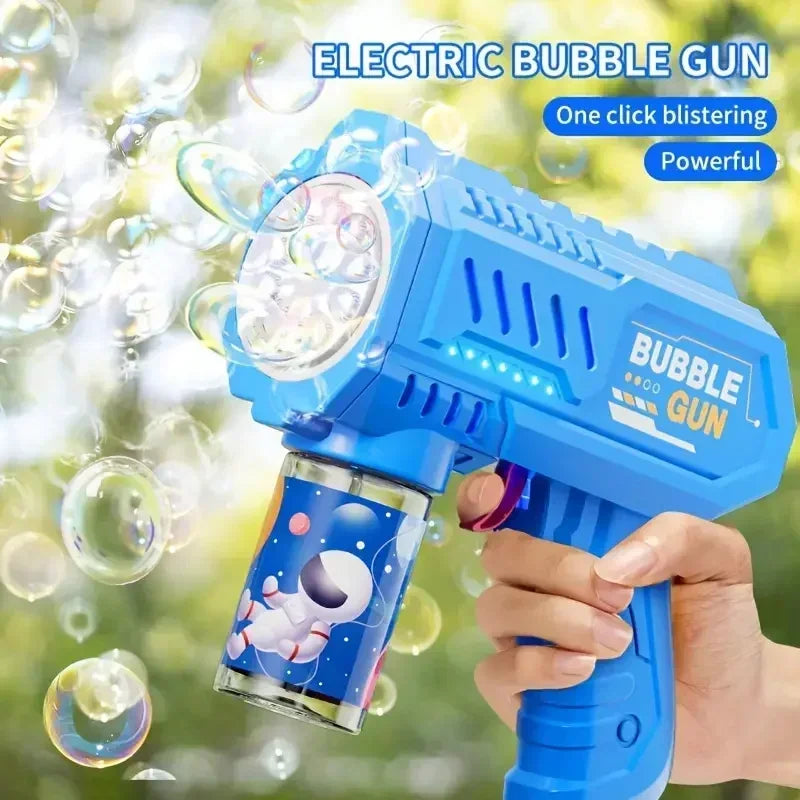 Automatic Electric Bubble Gun for Kids 10 Hole Handheld Light Bubble Machine Fully Children's Toys Without Battery Bubble Water