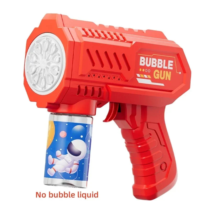 Automatic Electric Bubble Gun for Kids 10 Hole Handheld Light Bubble Machine Fully Children's Toys Without Battery Bubble Water