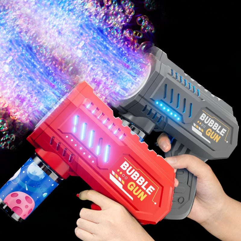Automatic Electric Bubble Gun for Kids 10 Hole Handheld Light Bubble Machine Fully Children's Toys Without Battery Bubble Water