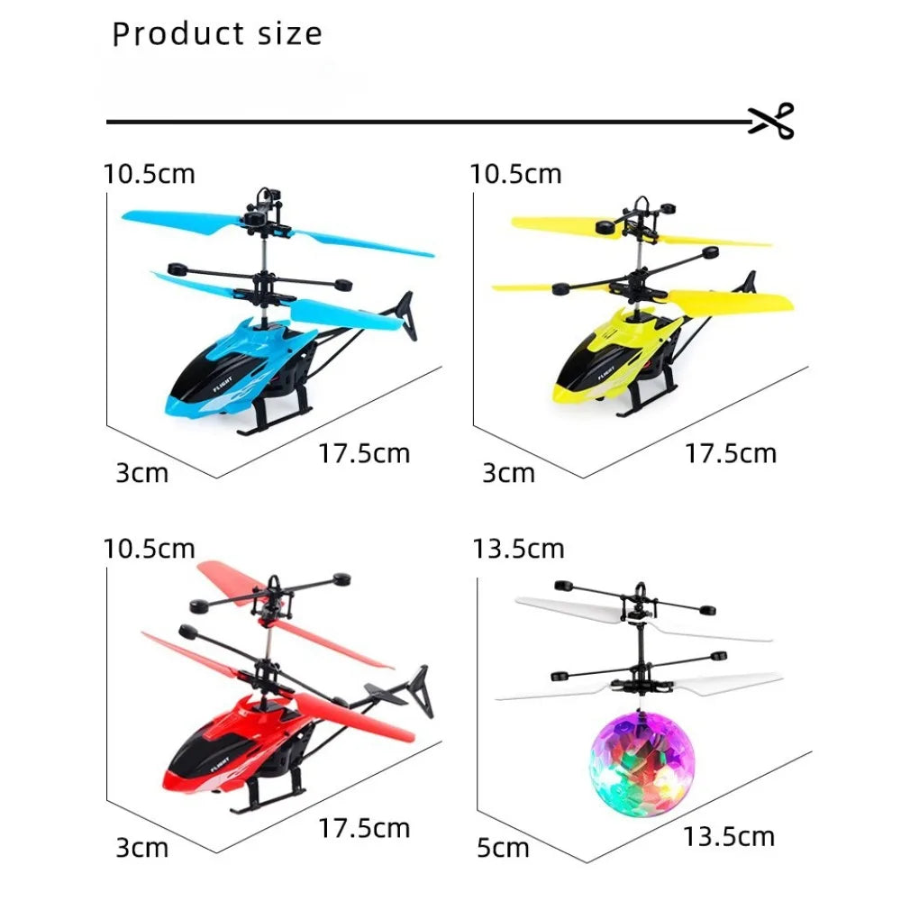 Hot-selling induction suspended crystal ball sense colorful ball induction flying helicopter children's toys Holiday gift